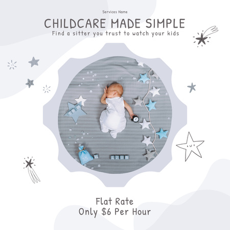 novorozená pečovatelská služba s roztomilým dítětem Instagram Šablona návrhu