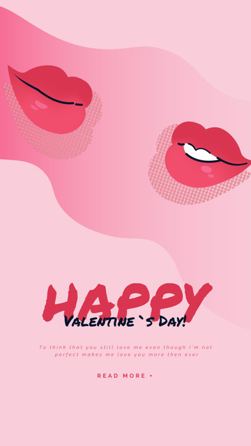 Kissing red lips on Valentine's Day Instagram Video Storyデザインテンプレート