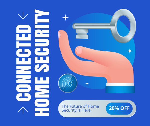 Discount on Home Security Software Facebook Design Template