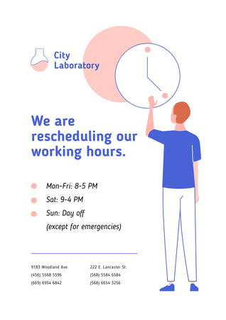 Ontwerpsjabloon van Poster van Test Laboratory Working Hours Rescheduling during quarantine