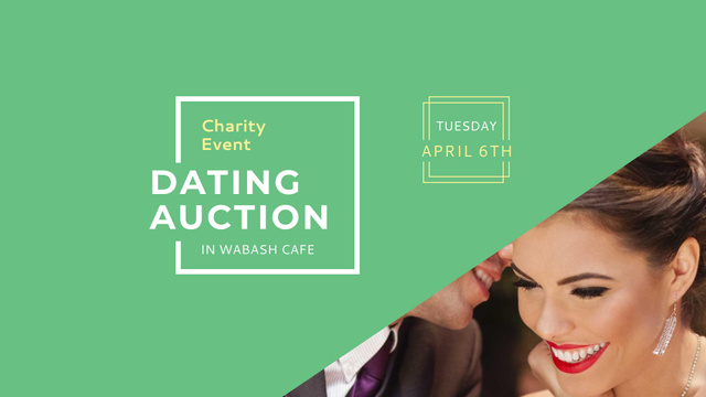 Charity Event Announcement with Couple in Restaurant FB event cover Modelo de Design
