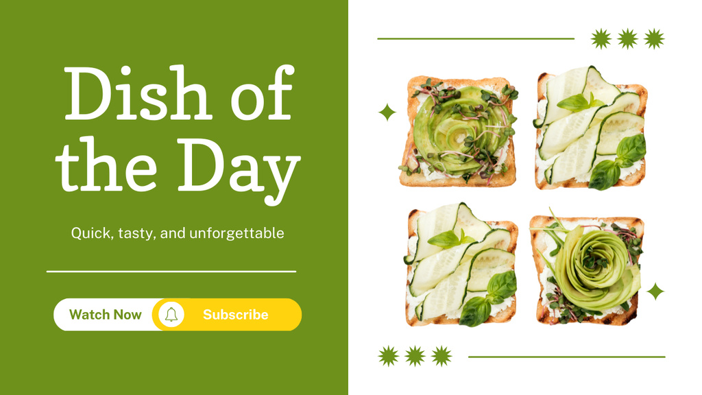 Ad of Dish of the Day with Tasty Sandwiches Youtube Thumbnail – шаблон для дизайну
