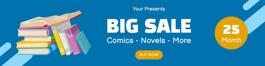 Plantilla de diseño de Big Books Sale Twitter 
