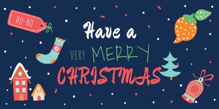 Christmas Warm Wishes with Colorful Illustration Image Design Template