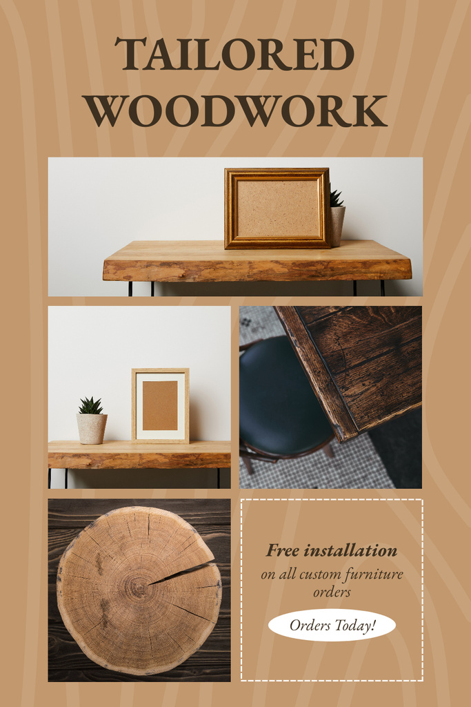 Designvorlage Tailored Woodwork Services Announcement für Pinterest
