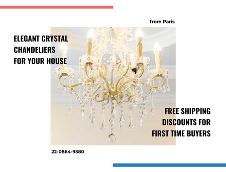 Elegant crystal Chandelier offer Postcard 4.2x5.5in Design Template