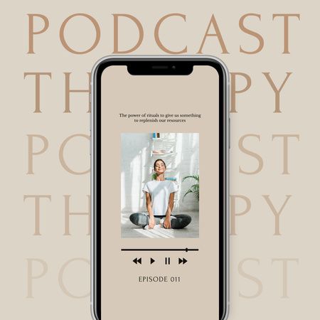 Podcast about Mental Health Ad with Girl in Bed Instagram Design Template