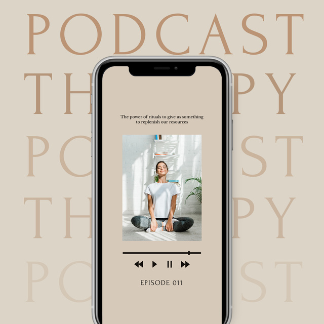 Podcast about Mental Health Ad with Girl in Bed Instagram Design Template