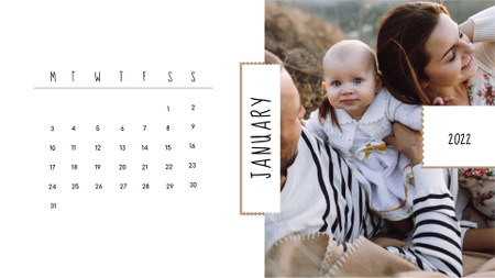 Family on a Walk with Baby Calendar Design Template