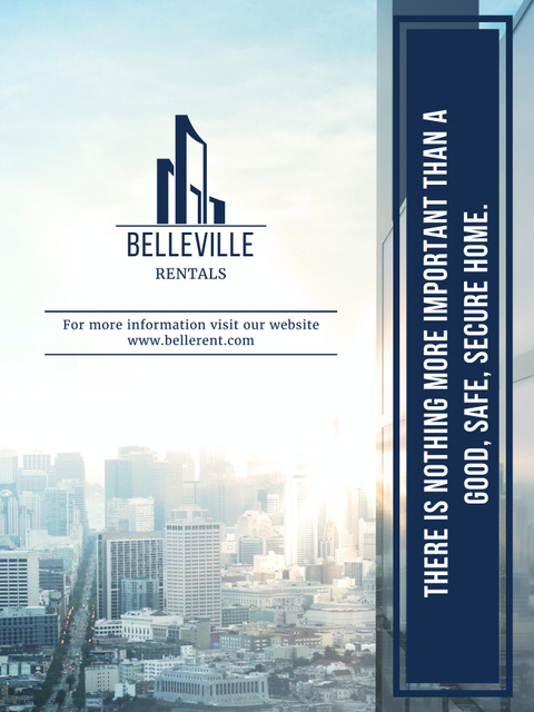 Template di design Real Estate Promotion with City Skyscrapers View And Slogan Poster US