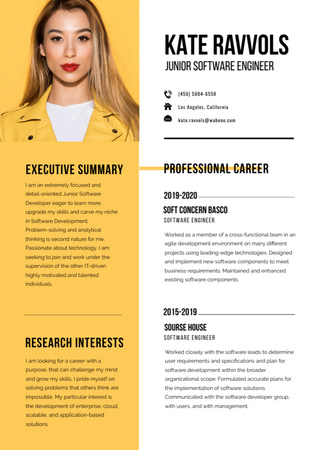 szoftvermérnök szakmai profil Resume tervezősablon