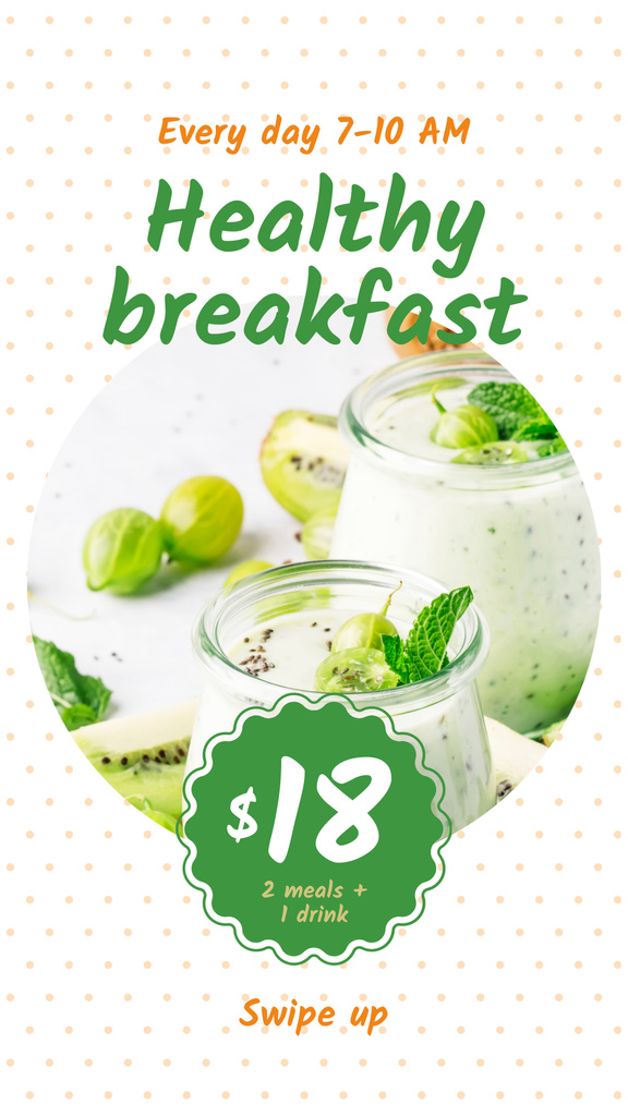 Breakfast Offer with Fruit Pudding Instagram Story Design Template