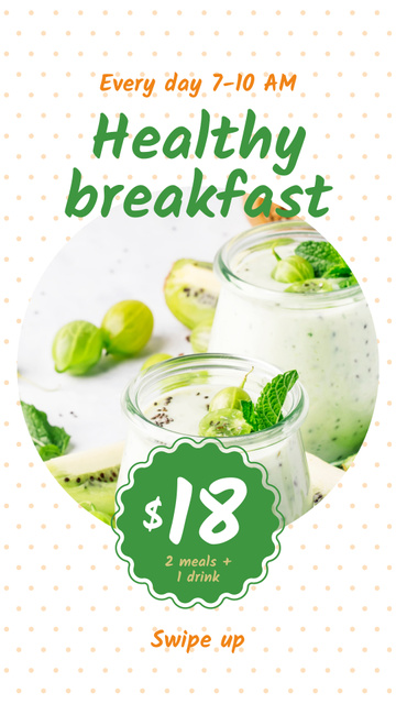 Breakfast Offer with Fruit Pudding Instagram Story Design Template
