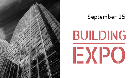 Template di design annuncio costruzione expo con grattacielo moderno FB event cover