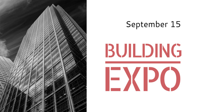 Building Expo Announcement with Modern Skyscraper FB event cover Šablona návrhu