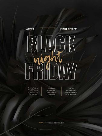 Platilla de diseño Black Friday night sale Poster US