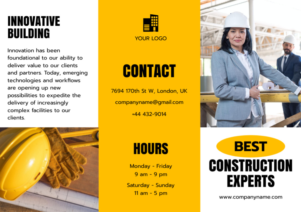 Construction Professional Services Ad Brochure Tasarım Şablonu