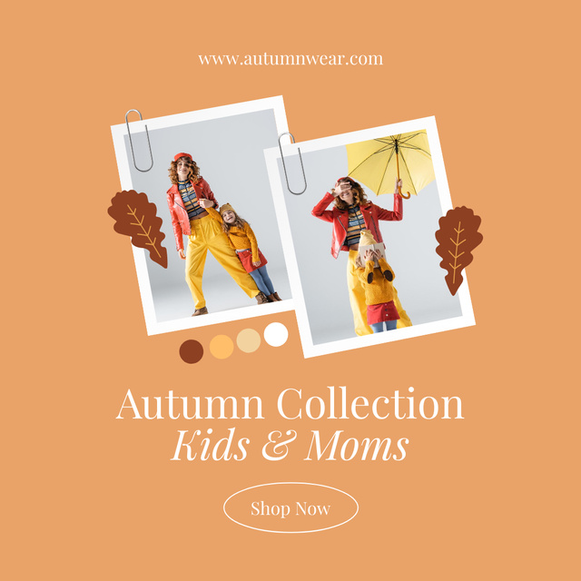 Autumn Clothes for Mom and Kids Instagram Modelo de Design