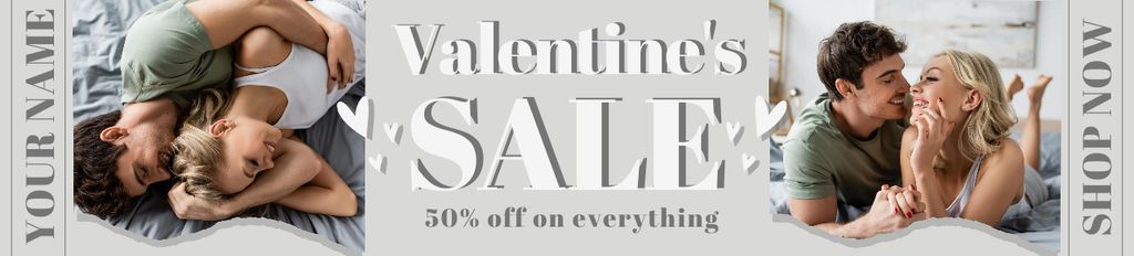 Valentine's Day Sale with Young Couple Ebay Store Billboardデザインテンプレート
