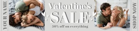 Ontwerpsjabloon van Ebay Store Billboard van Valentijnsdaguitverkoop met verliefd stel