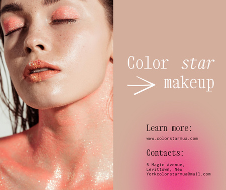 Designvorlage schönheitsservice-angebot mit frau in hellem make-up für Facebook