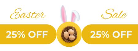 Easter Sale Advertisement with Eggs in Nest Facebook cover Design Template
