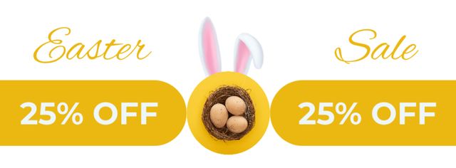 Easter Sale Advertisement with Eggs in Nest Facebook coverデザインテンプレート