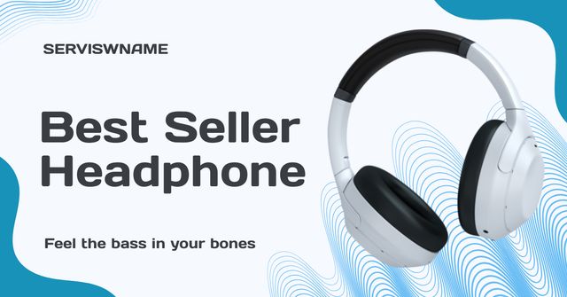 Headphones Best Sale Announcement Facebook AD Πρότυπο σχεδίασης