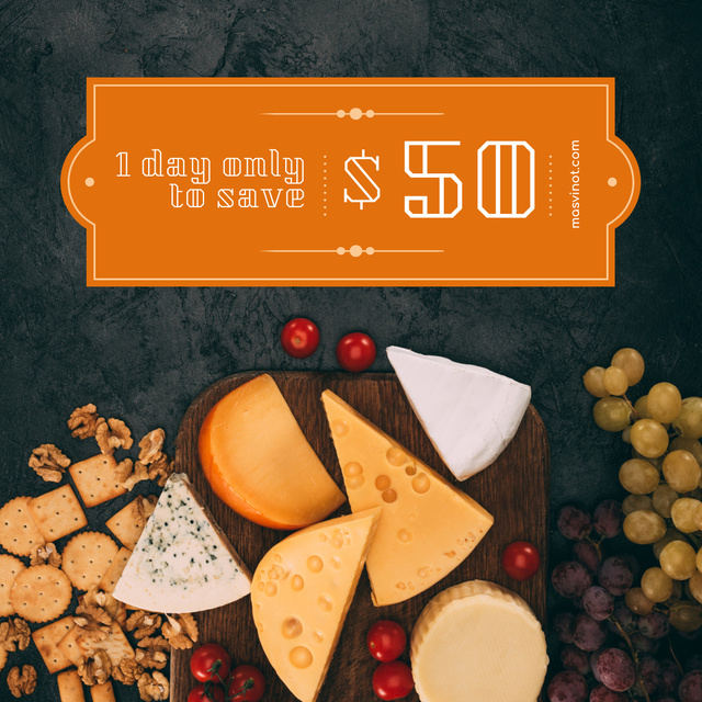 Food Offer Cheese on Cutting Board Instagram AD Design Template