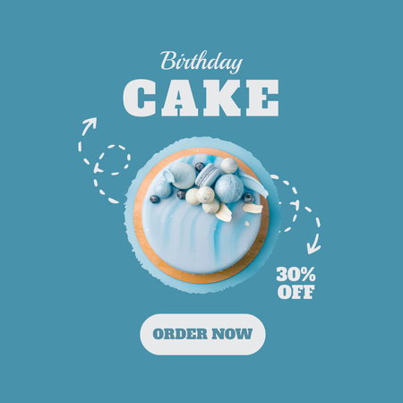 Ontwerpsjabloon van Instagram van Birthday Cake Sale Offer on Blue