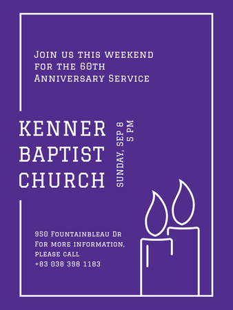 Baptist Church Invitation with Candles Poster US Design Template