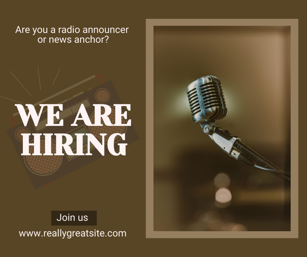 Advertisement for Hiring a Radio Announcer Facebook – шаблон для дизайна