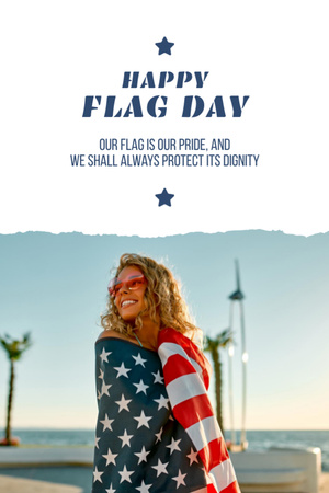 Flag Day Celebration Announcement With Woman on Beach Postcard 4x6in Vertical tervezősablon