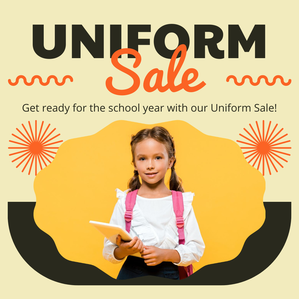 School Uniform with Cute Little School Girl Instagram Tasarım Şablonu