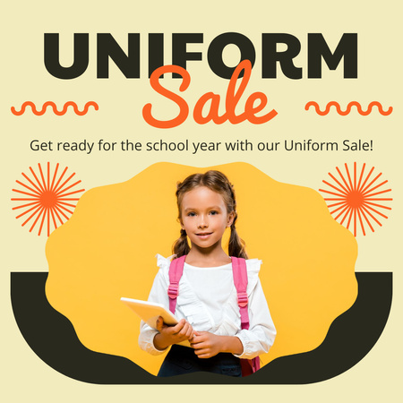 School Uniform with Cute Little School Girl Instagram Design Template