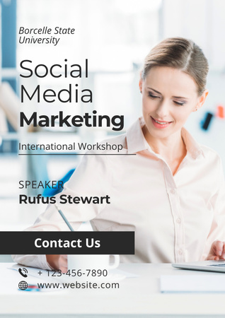 Innovative Workshop About Social Media Marketing Poster Design Template