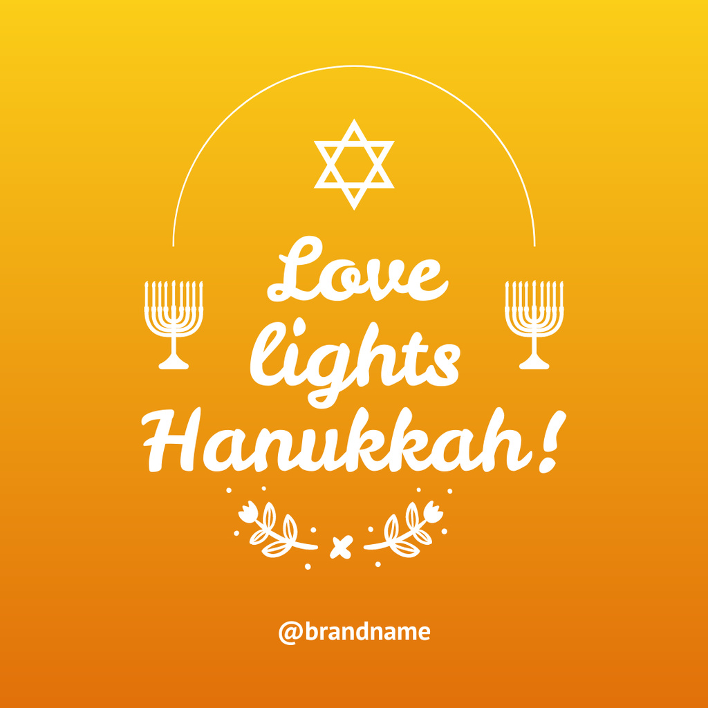 Hanukkah Greetings with Menorahs on Gradient Instagram tervezősablon