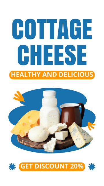 Designvorlage Delicious and Healthy Cottage Cheese für Instagram Story