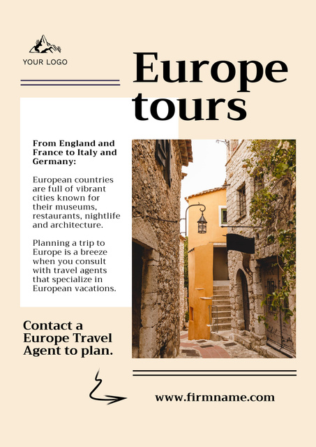European Travel Tours Poster Šablona návrhu