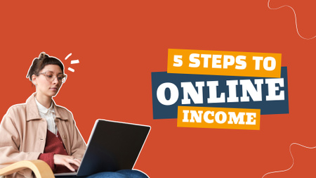 Plantilla de diseño de Steps to Earn Income Online YouTube intro 