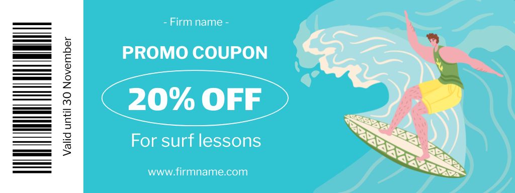 Surfing Lessons Offer with Discount Coupon – шаблон для дизайну