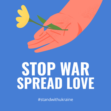 Modèle de visuel Citation compatissante sur le soutien à l'Ukraine en bleu - Instagram