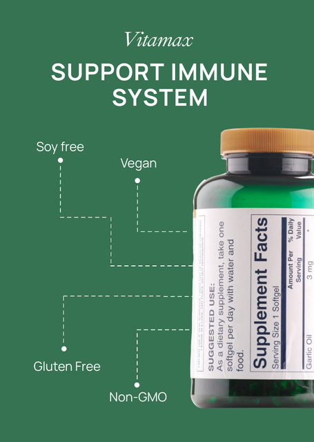 Ontwerpsjabloon van Flyer A6 van Pills for Immune System Offer