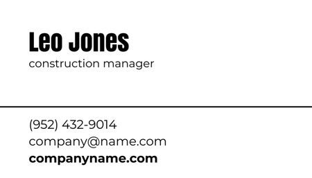 Template di design Construction Manager Services Business Card US