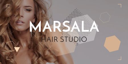 Marsala hair studio banner Image Modelo de Design