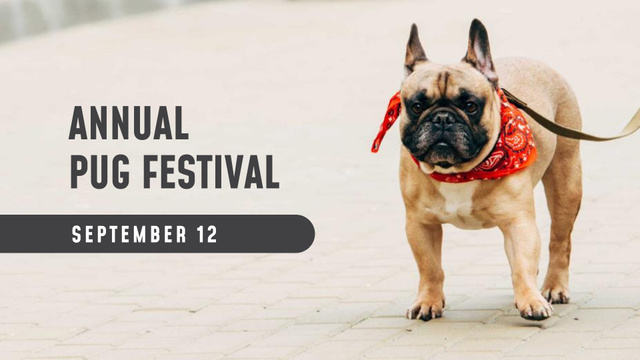French Bulldog on street FB event cover – шаблон для дизайна