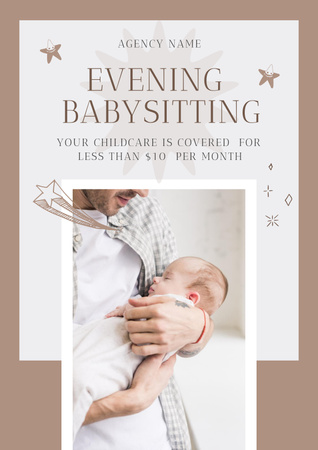 Ontwerpsjabloon van Poster van Happy Father Holding Newborn Baby