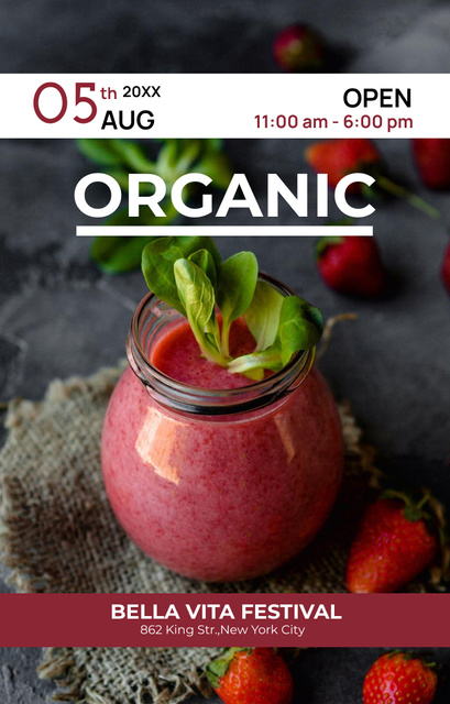 Fresh Berries For Organic Food Festival Invitation 4.6x7.2in Design Template