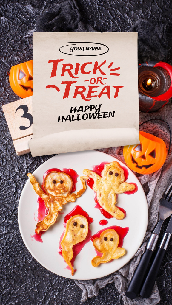 Szablon projektu  Halloween Greeting with Yummy Cookies Instagram Story