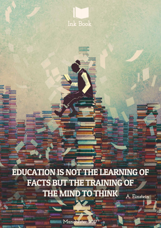 Education quote with man in library Poster Design Template